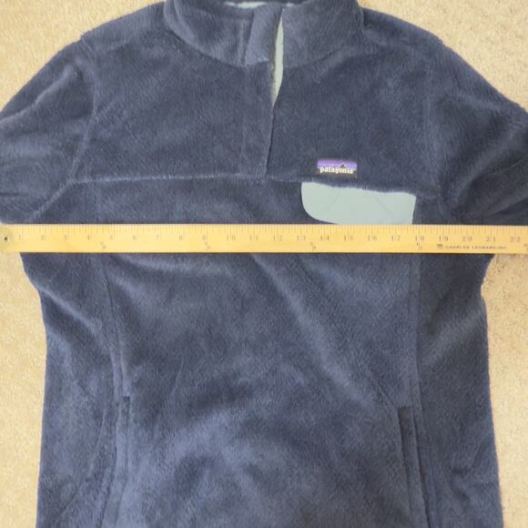Patagonia Sweater Women XL Fleece Retool Snap T Pullover Jacket Navy Blue - Picture 11 of 12